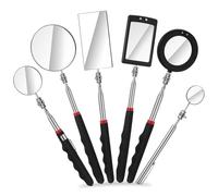 Wadakada 6Pcs LED Telescoping Inspection Mirror,Retractable LED Mechanical Mirror Tool,Retractable Under Vehicle Detection Mirror