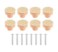 Wadakada 8PCS Boho Rattan Dresser Knobs Wood Drawer Knobs Handmade Woven Wicker Knobs Pull Handle for Cabinet Home Decor