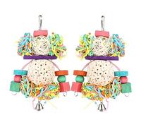 Wadakada Bird Toys Conure Toys Hanging Natural Soft Sola Ball Beak Chew Shred Forage Toys for Parrots,Cockatiel,Conure 2Pcs