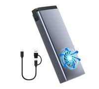 Wadakada Cooling Fan-Enhanced M.2 SSD Enclosure, USB-C 3.1, 20Gbps Dual Protocol External Case for 2242, 2260, 2280