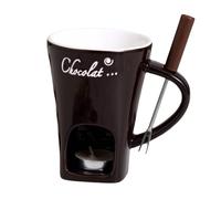 Wadakada Fondue Mug Set Chocolate Cheese Milk Cream Making Set Single Butter Melter Baking Cup Candlestick Brown