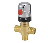 Wadakada Thermostatic Mixing Valve Solid Brass G1/2 for Shower System Water Temperature Control Pipe Basin Thermostat Control
