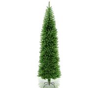 Wadan 7ft Green Pencil Slim Artificial Christmas Tree - Realistic PVC Pine Xmas Tree with 620 Tips Solid Metal Stand, Easy Assembly, Indoor & Outdoor Holiday Decoration