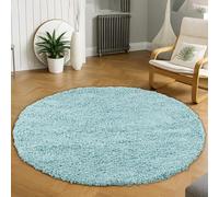 Wadan Wadan120cm Round Duck Egg Blue Shaggy Rugs Living Room |5mm Thick Pile | Extra Large Small Medium | Rectangular Size | Soft Touch | Living Room Area Rugs | Non Shedding