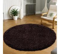 Wadan120cm Round Brown Shaggy Rugs Living Room |5mm Thick Pile | Extra Large Small Medium | Rectangular Size | Soft Touch | Living Room Area Rugs | Non Shedding