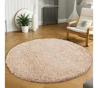 Wadan120cm Round Light Beige Shaggy Rugs Living Room |5mm Thick Pile | Extra Large Small Medium | Rectangular Size | Soft Touch | Living Room Area Rugs | Non Shedding