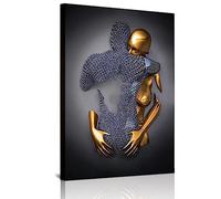 WADBTP Modern Abstract Romantic Metal Figure Sculpture Art Wall Picture, Love 3D Effect Hugging Home Decoration Poster, Frameless (Style 5.50 x 70 cm x 1)