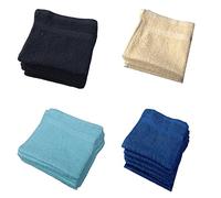 Waddington Face Cloth Flannels Pack Of Four 100 Percent Cotton Assorted Colours Mint, Navy, Yellow, Black