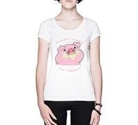 Waddles The Pig White Women's T-Shirt Tee Size L
