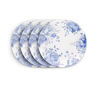 Wade Blue Floral Set of 4 Dinner Plates with Pale Blue & White Floral Pattern, Crafted from Earthenware, UK Designed Heritage Dinnerware, Made in Stoke-on-Trent, 28cm, Blue, WA967037BLU