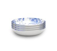 Wade WA967039BLU Blue Floral Set of 4 Pasta Bowls with Pale Blue & White Floral Pattern, Crafted from Earthenware, Made in Stoke-on-Trent, 22.5cm, Blue