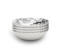 Wade Botanical Night Set of 4 Cereal Bowls with Black Floral Design, Crafted from Earthenware, Made in Stoke-on-Trent, 19cm, Black, WA967044BLK