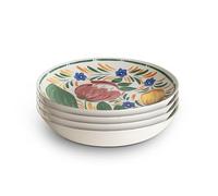Wade Capri Set of 4 Pasta Bowls with Vibrant Mediterranean Inspired Design, Crafted from Earthenware, Made in Stoke-on-Trent, 22.5cm, Multi-Coloured