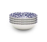 Wade Eton Set of 4 Cereal Bowls with Blue Strawberry Design, Crafted from Earthenware, Made in Stoke-on-Trent, 19.5cm, Blue