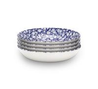 Wade Eton Set of 4 Pasta Bowls with Blue Strawberry Design, Crafted from Earthenware, Made in Stoke-on-Trent, 22.5m, Blue