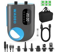 WADEO 18000 mAh Electric Pump for Inflatables, 20 PSI Electric Air Pump, 12 V DC Quick Charge SUP Pump, Dual Cylinder Design, LED Light, Auto-Off for Kayak, Air Bed