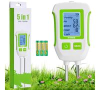 WADEO 5-in-1 Digital Soil Tester with Backlight LCD Display, Dual-Probes Meter for pH, Fertility, Moisture, Temperature, Sunlight Intensity, Ideal for Gardening, Farming, Indoor & Outdoor Plants