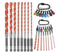 WADEO 8-Pcs Masonry Drill Bit + Drill Bit Holder Keychain Set, Carbide Drill Bit for Tile/Glass/Brick/Concrete/Metal/Plastic/Wood, Reinforced Design, Heavy-Duty, Durable