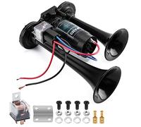 WADEO Car Air Horn 12V, [Loud Enough to Wake the Dead] Super Loud Double Tube Horn with Compressor for Car, Motorbike, Truck, Van, Boat, Train