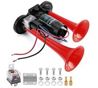WADEO Car Air Horn 12V, [Loud Enough to Wake the Dead] Super Loud Double Tube Horn with Compressor for Car, Motorbike, Truck, Van, Boat, Train