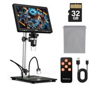 WADEO Digital Microscope, [10.1'' LCD Screen] [1500X - 1080P], Type-C, 32GB Card, 8 LED Super Lights Soldering Microscope for Electronics Repair, Coin Microscope