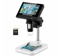 WADEO Digital Microscope, [4.3'' LCD Screen] [1000X] 8 Adjustable LED Light, USB, 32GB Card, Soldering Microscope for Electronics Repair, Teenager Microscope for Education, Coin