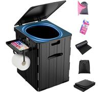 WADEO Extra-Large Camping Foldable Toilet, Heavy-Duty Portable Potty for Adults with Bigger Comfortable Seat & Sturdy Support, Travel WC for Heavy People, Big Guy, Elderly