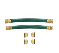 WADEO Rain Barrel Connector Kit- Pack of 2, Rain Barrel Linking Kit with Two 12 Inch Hoses and Four Brass Bulkhead Tank Fittings（Green）