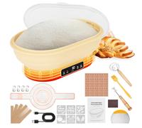 WADEO Sourdough Starter Kit, [Electric Heating & Timer] [37 PCS Accessories] Foldable Dough Proofing Basket, Pizza Dough Proofer, Food Warmer, Baker's Gift (Upgraded - Electric Heating)