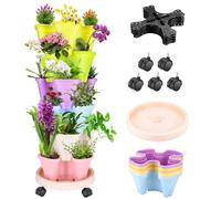 WADEO Ultra Sturdy 6X Strawberry Planter Trio, 3-Dimensional Flower Pot, Multi-layer Stackable Plant Pot, Strawberry Plastic Pot for Balcony Garden Indoor Outdoor (Colorful)