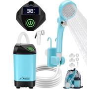 WADEO Upgraded Portable Shower, Camping Shower with Rechargeable 4500mAh Battery & Sinking bottom Design, Outdoor Shower with Intelligent Digital Display, Perfect for Hiking, Dog Shower & Car Washing