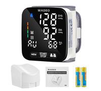 WADEO Wrist Blood Pressure Monitor, [Voice Broadcast] [Extra Large Cuff] [198 Memory], Large LED Screen, Easy to Use, Ideal for The Elderly, Parents (White - Upgraded - 5 Languages Broadcast)