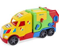 Wader 36331 Magic Truck Garbage Truck with Conveyor Belt and Luminous Headlights, Size Approx. 59.5 cm, for Children from 3 Years, Suitable as a Gift for Creative Play