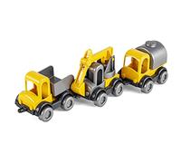 Wader 60021 Kid Cars Construction Site Play Set, 3 Yellow Vehicles with Tipper, Crane and Potion Truck, Sturdy Steel Axles, from 12 Months, Ideal as a Gift for Creative Play