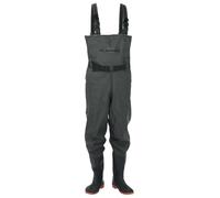 Waders with Integrated Boots and Adjustable Suspenders Dark Green Size 8 PVC Coated Polyester Waterproof Breathable for Fishing Hunting Outdoor Work