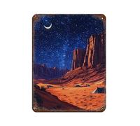 Wadi Rum Desert at Night Tin Sign Vintage Metal Pub Club Cafe Bar Home Wall Art Decoration Poster Retro 12x16inch(30x40cm)