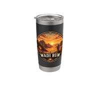 Wadi Rum Desert Landscape with Sunset and Camel Nomads Stainless Steel Insulated Tumbler