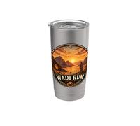 Wadi Rum Desert Landscape with Sunset and Camel Nomads Stainless Steel Insulated Tumbler