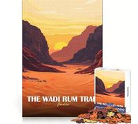 Wadi Rum Trail, Jordan Landscape Jigsaw Puzzles 1000 Piece for Adults Thinking Skill Relaxed Leisure Neat Edges Perfect Xmas (50x75cm)