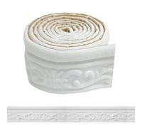 WADILE 90"x 3.1" Crown Molding Peel and Stick, Flexible Wallpaper Border Wall Trim Border, Self Adhesive Mirror Moulding Frame Lines, 3D Edging Foam Ceiling Baseboard, White