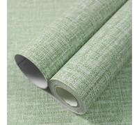 WADILE Grasscloth Peel and Stick Wallpaper 15.7in x 78.7in, Textured Contact Paper for Cabinets, Faux Linen Wall Paper Pull and Stick, Fabric Vinyl Wallpaper Self Adhesive Light Green