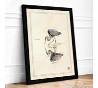 Wading Bird at Rest Japandi Framed Wall Art Print A4 (29.7×21cm) Black, Wall Decor for Living Room, Bedroom, Office & Home, Ready to Hang, Art Gift
