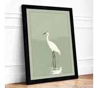 Wading Bird at Rest Minimalist Framed Wall Art Print A4 (29.7×21cm) Black, Wall Decor for Living Room, Bedroom, Office & Home, Ready to Hang, Art Gift