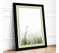 Wading Bird at Rest Minimalist Framed Wall Art Print A4 (29.7×21cm) Black, Wall Decor for Living Room, Bedroom, Office & Home, Ready to Hang, Art Gift