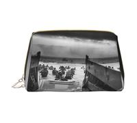 Wading Through Water Print Makeup Bag Portable Leather Waterproof Cosmetic Bag Clutch Makeup Brush Bag (6.7x4.3in)
