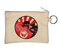 Wado Ryu Karate Okinawa Castle Martial Arts Graphic Key Chain Coin Purse Beige