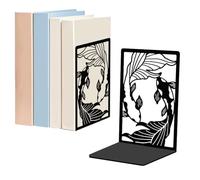 WADORN 1 Pair Fish Metal Bookends for Shelves Decorative, Ornamental Fish Heavy Duty Metal Decorative Book Ends Non-Skid Black L-Shaped Book Stopper for Library Home Office Desk, 5.3x4.3x7.9 Inch