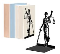 WADORN 1 Pair Goddess of Justice Metal Decorative Bookend for Shelves, Heavy Duty Book Ends Modern Non-Skid Books Holder Stand Black Book Support Stoppers for Desk Bookshelf Office, 5.3x4.3x7.8 Inch