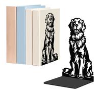 WADORN 1 Pair Golden Retriever Decorative Bookends, Cute Dog Metal Heavy Duty Stable Book Stand Black Novelty Non-Skid Book Holder Stopper for Bookshelf Office Study Library Dorm Desk Decor Gift