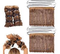 WADORN 1 pair Halloween Viking Warrior Costume, 16x12 Inch Furry Faux Fur Leg Arm Wraps Warmers Retro Fluffy Long Shoes Boot Cuffs Covers for Halloween Man Woman Cosplay Party Accessories